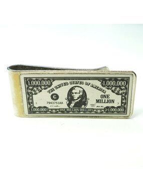 Vintage One Million Dollars Money Clip Novelty Wallet Clip Silver Tone